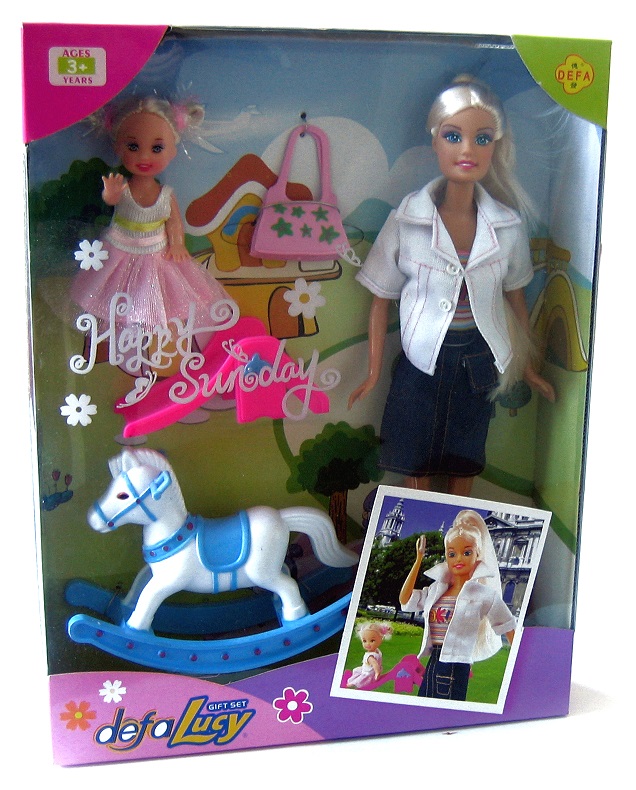 Кукла Defa в наборе с лошадкой, ребенком и аксессуарами, 29 см.  